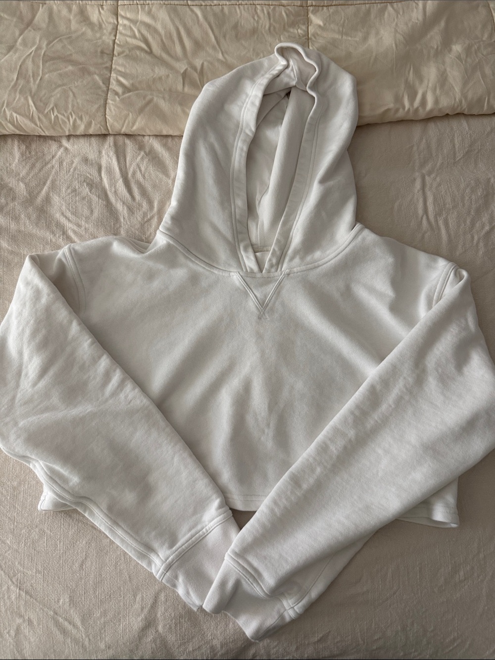 Lululemon Cropped White Hoodie Sweater